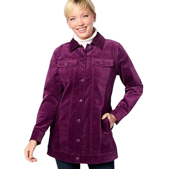 Denim&Co Jackets & Blazers - DENIM & CO WOMENS PURPLE STRETCH VELVETEEN PETITE JACKET NWOT SIZE S